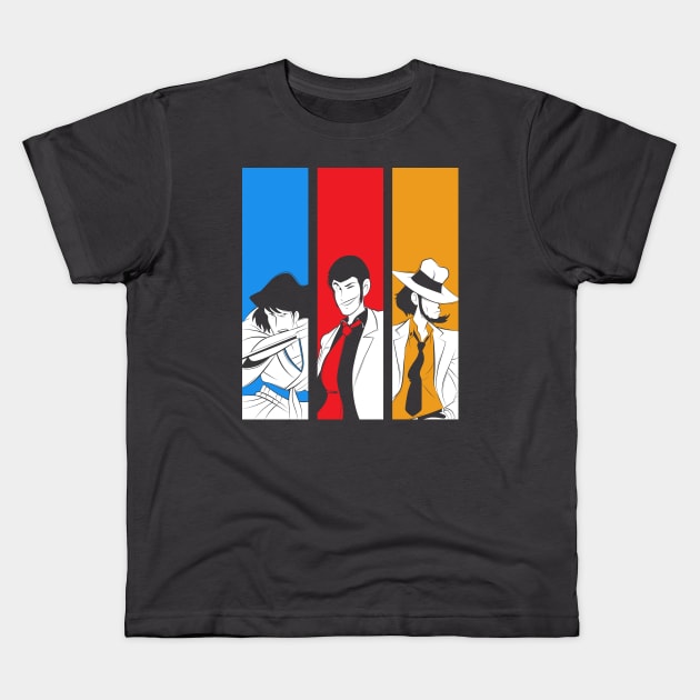 054b Lupin trio Kids T-Shirt by Yexart